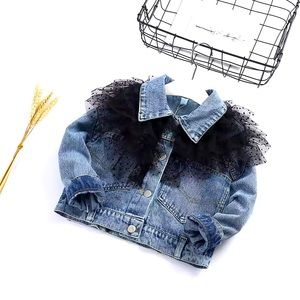 New TODDLER Girls Denim Jacket with ruffles lace
